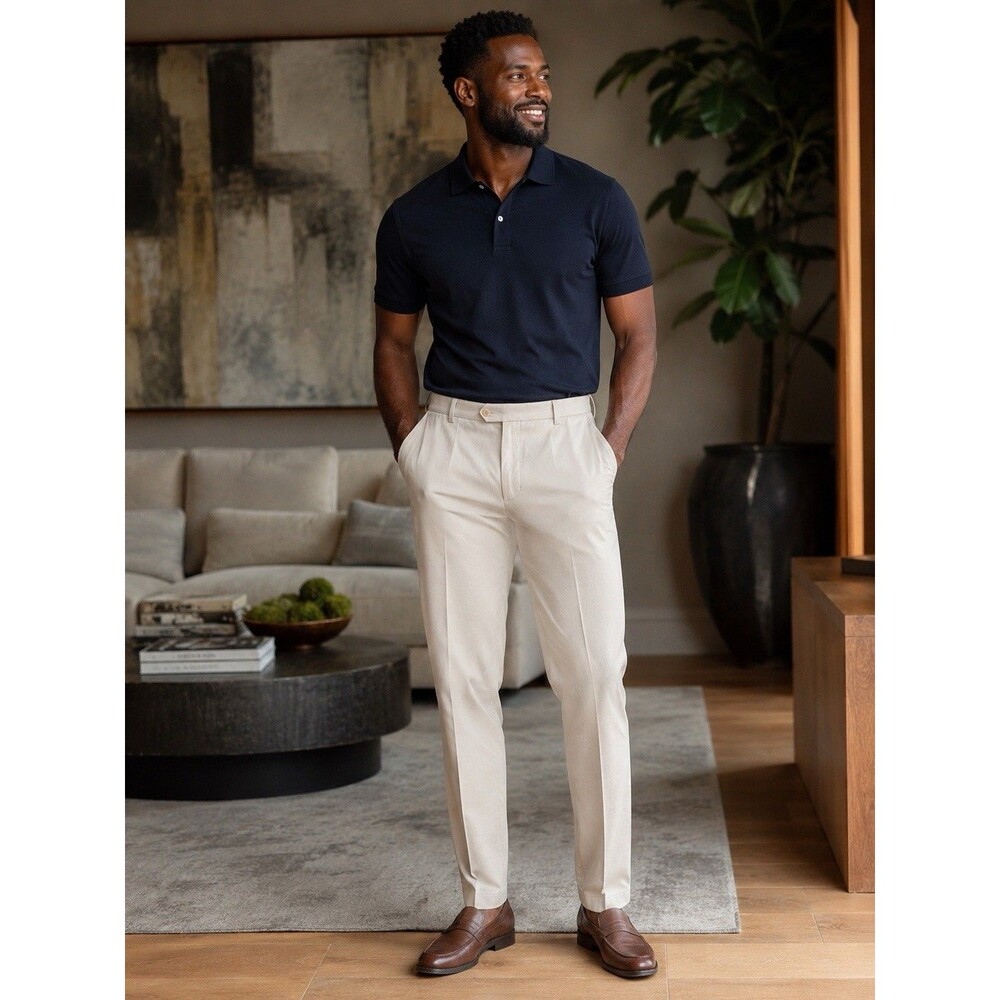 Ralph Lauren Off White Classic Fit 100% Cotton Twill Chino Pants Mens Size 38/30